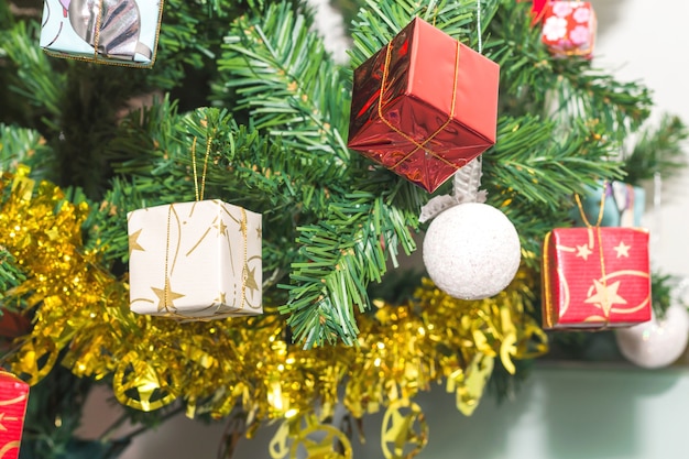 Beautiful Accessory Decorated Christmas tree,sparkling and fairy holiday background