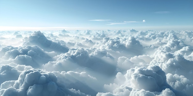 Beautiful aerial view above clouds with blue sky Ai Generated