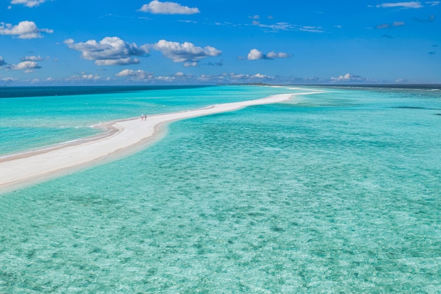 Beautiful aerial view of Maldives and tropical beach. Travel and vacation concept. Scenic view