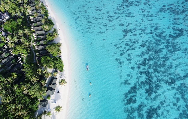 Beautiful aerial view of Maldives and tropical beach