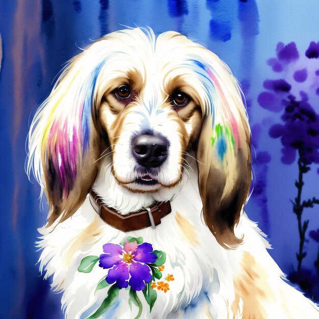 A beautiful Afghan Hound Watercolor painting Graceful Elegance Generative AI