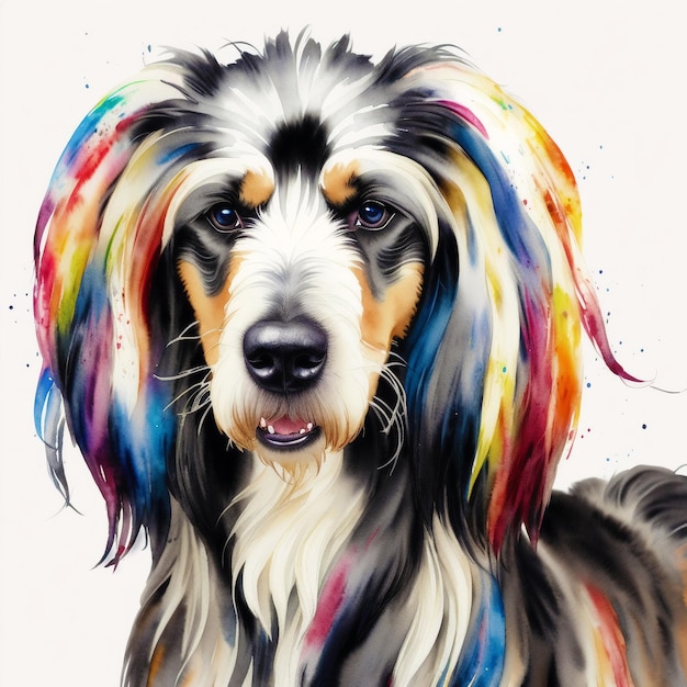 A beautiful Afghan Hound Watercolor painting Graceful Elegance Generative AI