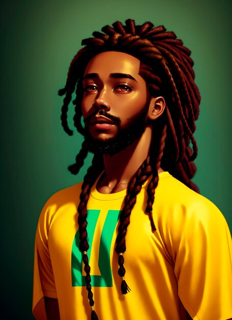 Photo beautiful african american man with dreadlocks generative ai