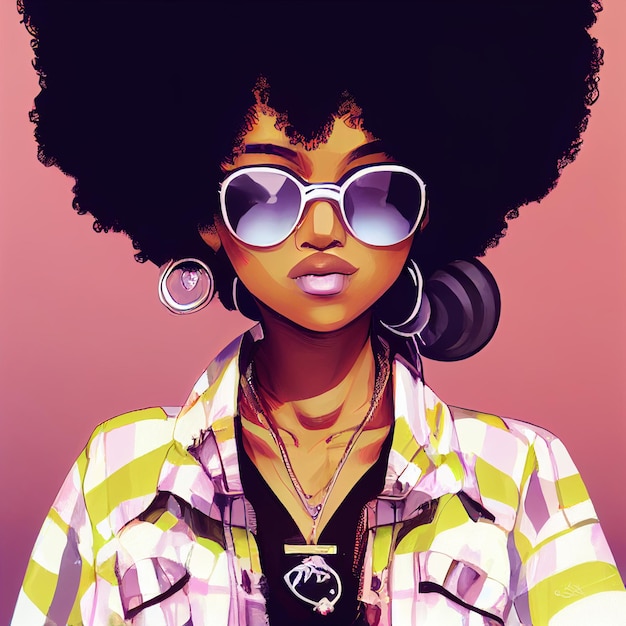 Beautiful African American woman portrait illustration