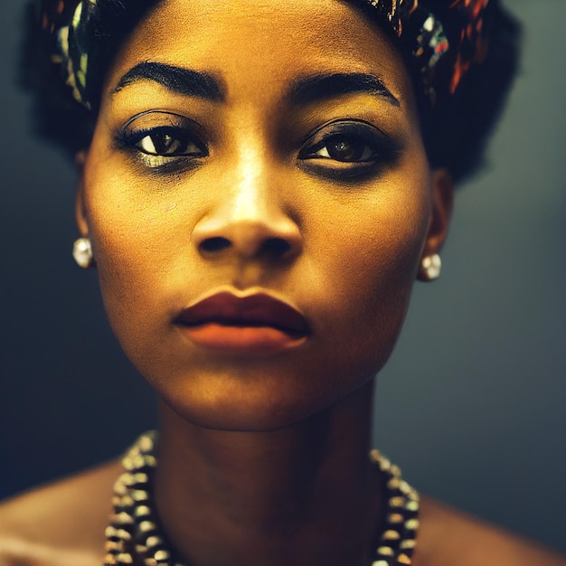 아름 다운 아프리카 계 미국인 여자 초상화 그림