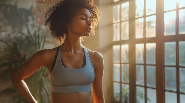 Beautiful african american woman in sportswear