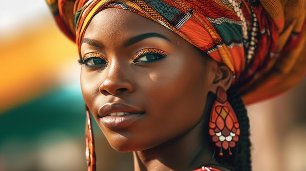 Beautiful african american woman wears traditional clothes