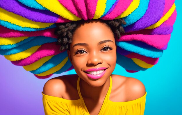 Photo beautiful african american woman with afro hairstyle and makeup