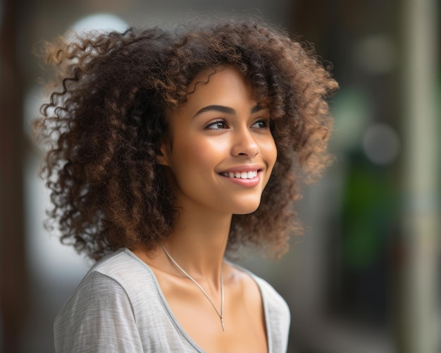 Beautiful african american woman with curly hair