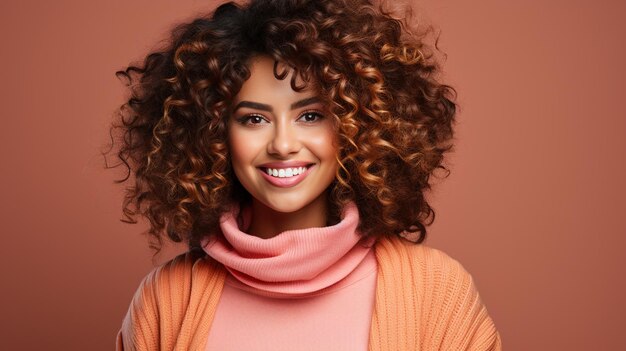 Photo beautiful african american woman with curly hairstyle studio portrait high quality photo