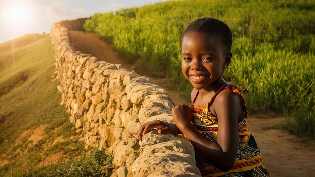 Beautiful african girl smiling over light wall