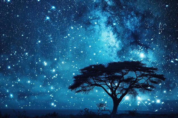 Beautiful african night sky and many stars galaxy background