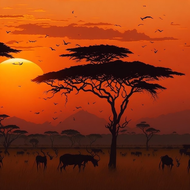 Beautiful African Sunset Scenery picture