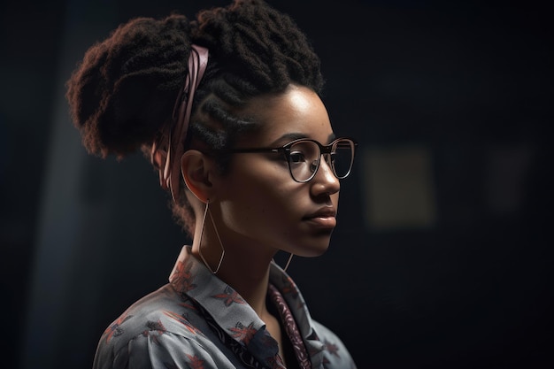 Beautiful african woman with afro pigtails hairstyle and stylish clothes AI generated