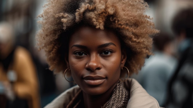 ブロンドのアフロヘアを持つ美しいアフリカ女性