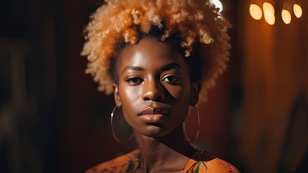 Beautiful African Woman with Blonde Afro Hair