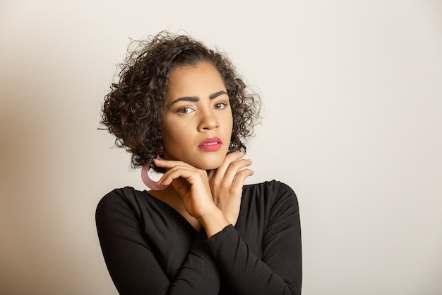 Beautiful afro woman with serious expression