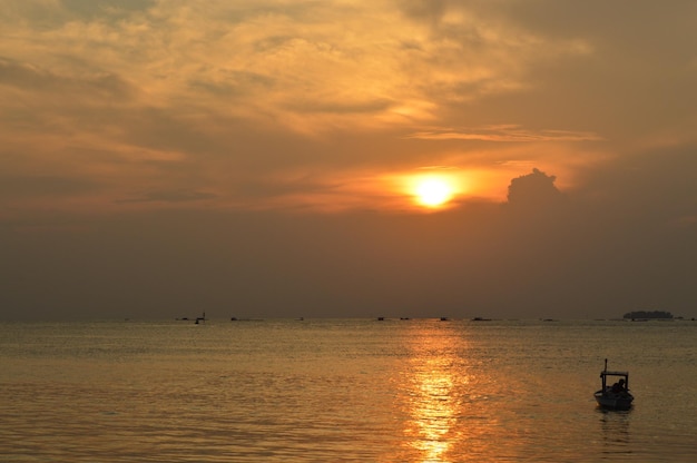 Beautiful afternoon sunset beach in Jakarta Indonesia