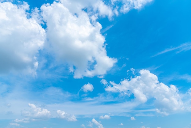 Beautiful airatmosphere bright blue sky background abstract clear texture with white clouds