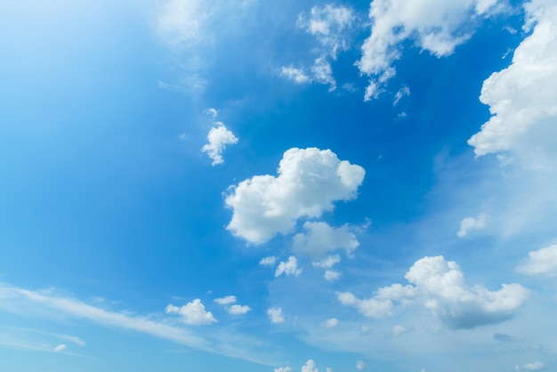 Beautiful airatmosphere bright blue sky background abstract clear texture with white clouds