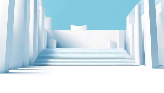 美しい広い画面のミニマリストの白と淡い青の建築背景のバナーとタイル