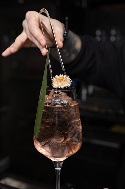 a beautiful alcoholic cocktail from the barman of the restaurant