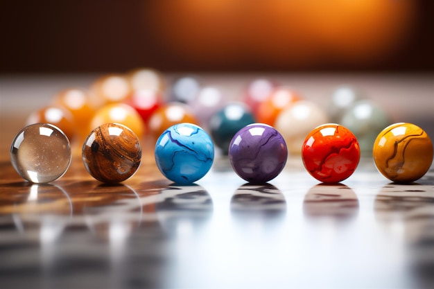 Beautiful Aligned Marble Game Marbles
