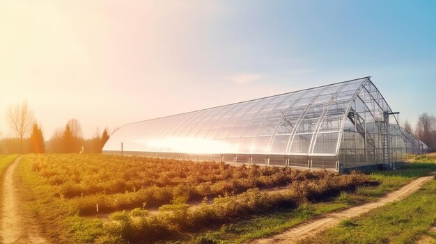 Beautiful alternative energy plant with solar panels