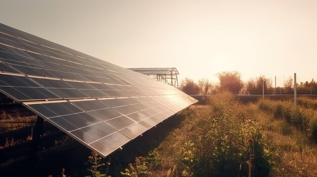 Beautiful alternative energy plant with solar panels