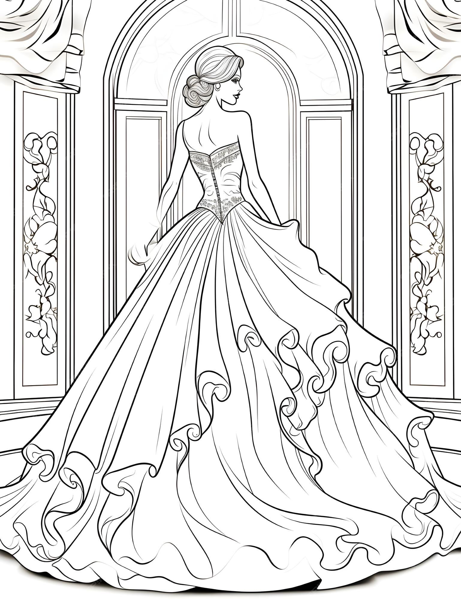 Premium Photo | Beautiful American bride in a wedding dress coloring