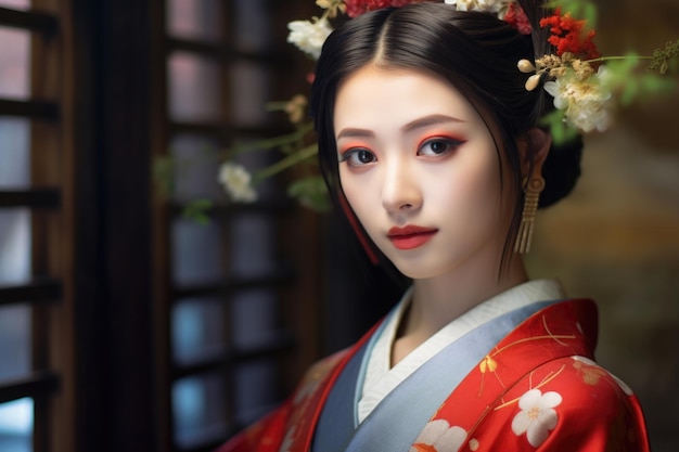 a beautiful ancient Ancient Japan young woman portrait