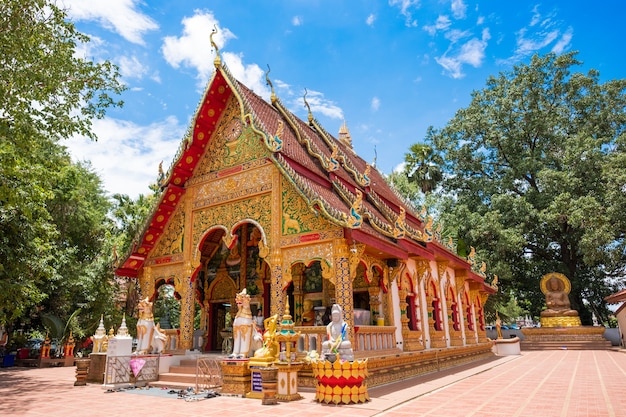 The beautiful ancient art chapel in Phuket temple from Nan, Thailand