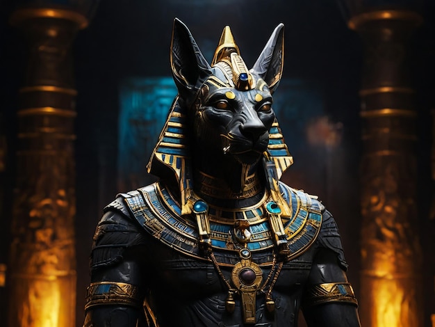 美しい古代エジプトの要素 金色の数字 黒い背景のシームレスなパターン