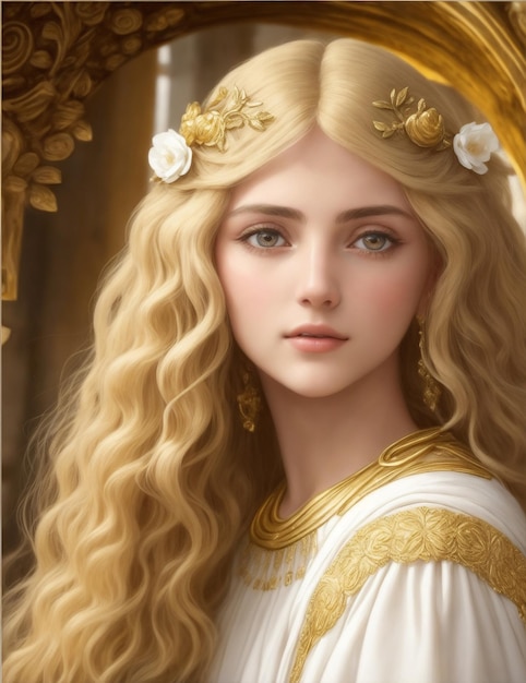 美しい古代ローマの少女のポートレート ファンタジー テーマ ポートレート 生成 ai