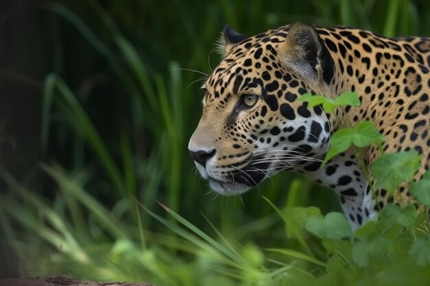 写真 自然の生息地にある美しく絶滅危惧種のアメリカジャグア パンテラ・オンカ 野生ブラジル ブラジルの野生動物 パンタナル 緑のジャングル 大猫