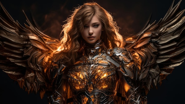 A beautiful angel woman in armor neural network ai generated