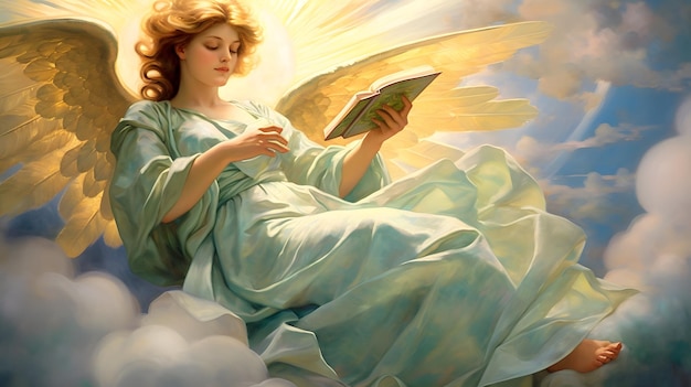 아름다운 천사 여자 배경 디자인 기독교 종교 예수 그리스도 교회 생성 AI