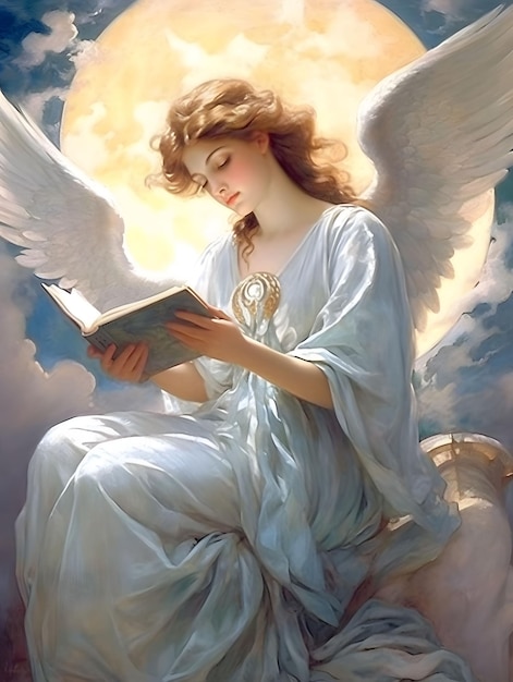 Фото Красивый ангел женщина дизайн фона христианская религия иисус христос церковь генеративный ai