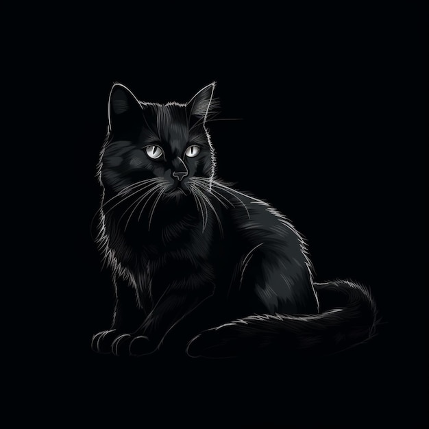 Beautiful angry cat neon illustration animal art pictures AI Generated art