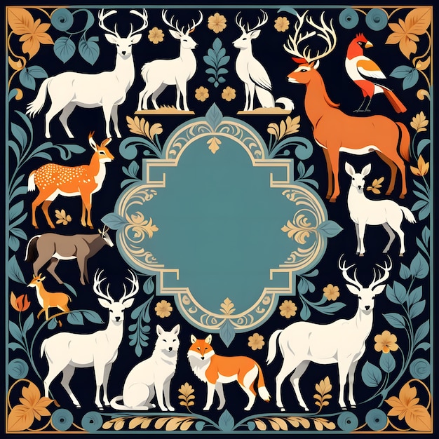 beautiful animal decoration pattern design art images from AI generated art