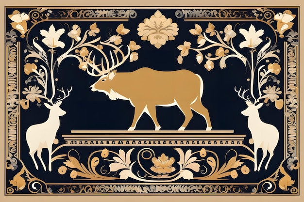 beautiful animal decoration pattern design art images from AI generated art