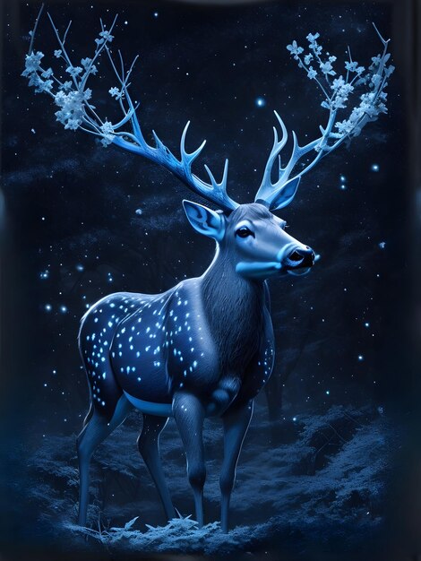 Beautiful animal in night blue sky