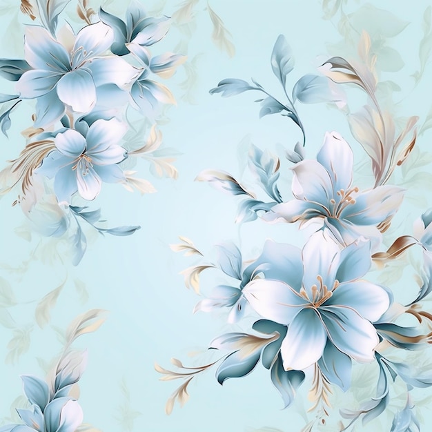 Beautiful animated flower art water lily white flower branch