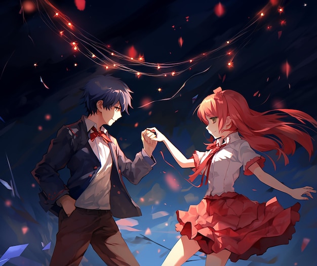 A beautiful anime couple Dancing