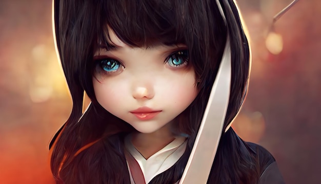 Premium Photo  Beautiful anime girl fantasy digital art 3d