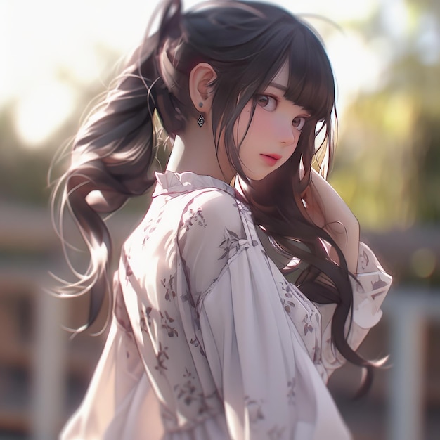 A beautiful anime girl image generative AI