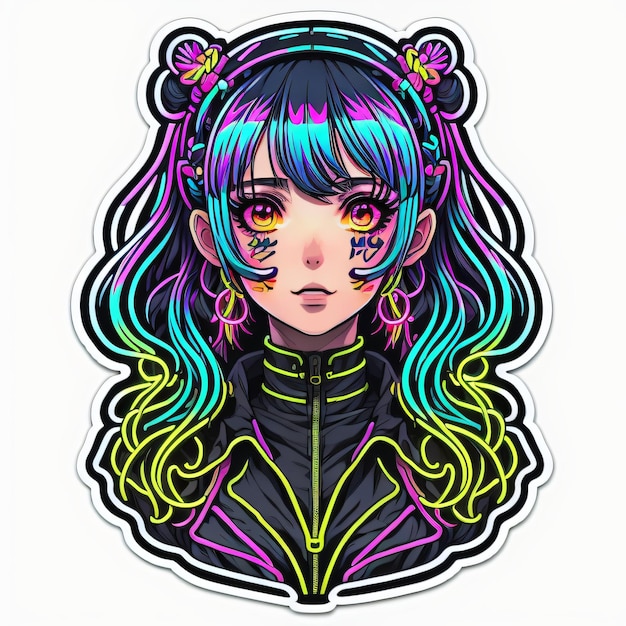 anime arth , anime , cyberpunk , anime girl , futurist | Sticker