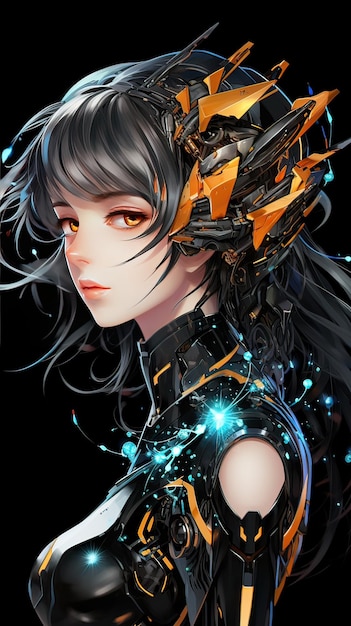 Beautiful anime woman with robot suit Generative AI