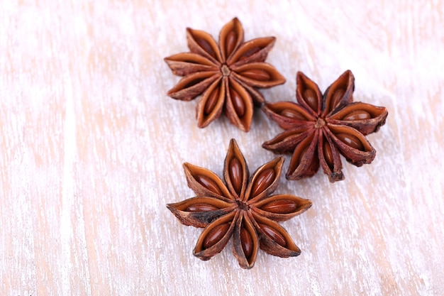 Beautiful anise on wooden table