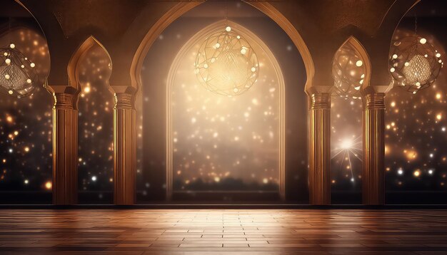 beautiful arab arch with blur ramadan concept